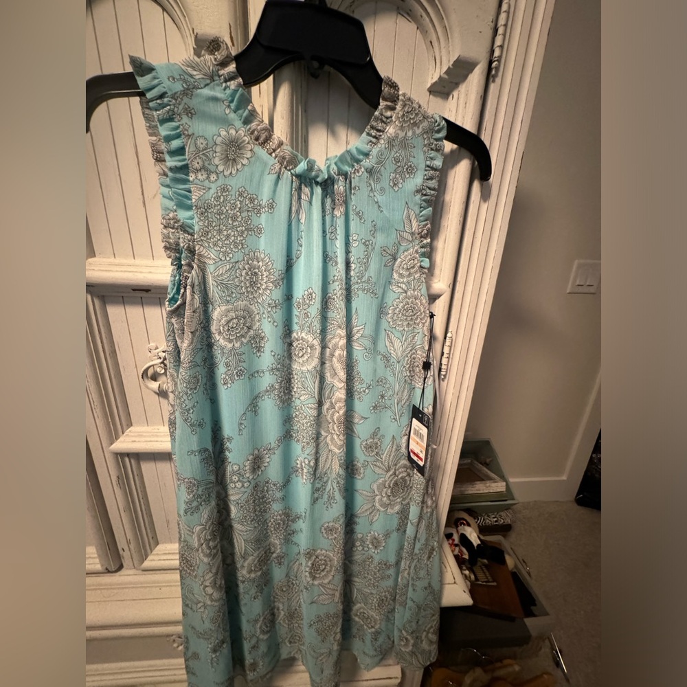 Tommy Hilfiger Aqua Floral Sleeveless Dress